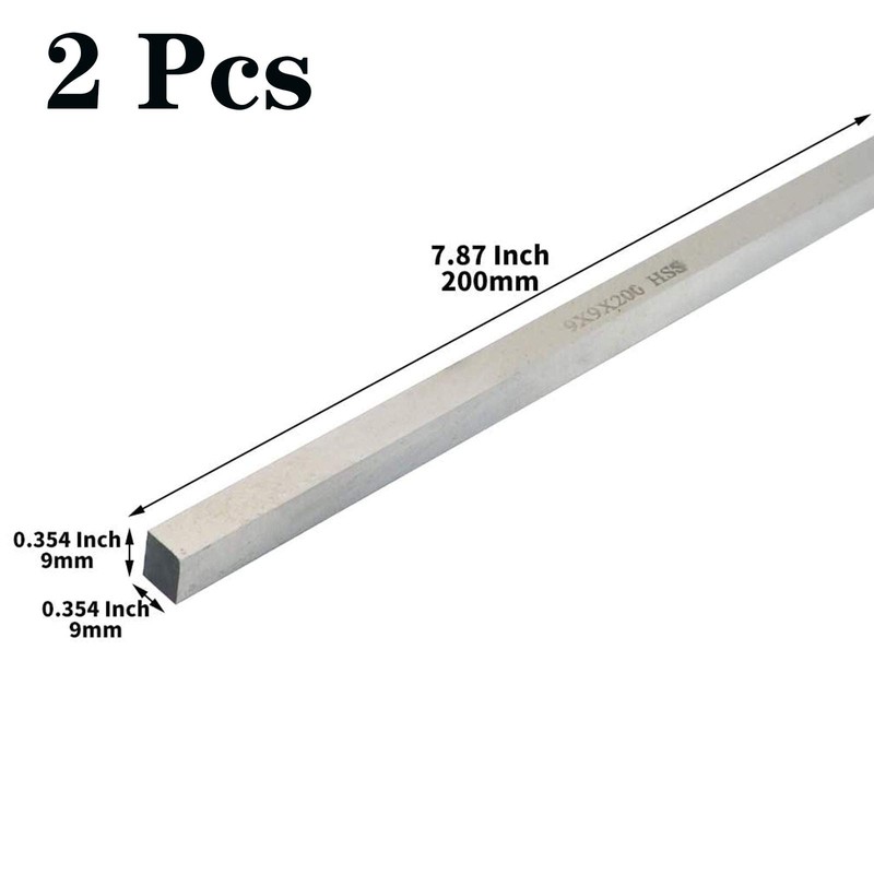 2 Pcs Lathe HSS Square Cutting Tool Bits Bar, 9mmx9mmx200mm