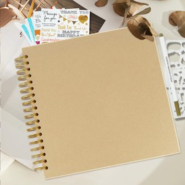 Artmag DIY Scrapbook Album 10 x 10 Inch Hardcover Kraft Blank Paper Scrap Book with 20 Sheets Memory Book for Family Wedding Photography Anniversary (Brown)