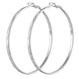 Sterling Silver Hoop Earrings For Women Large Silver Hoop Earrings Lightweight Big Silver Hoops For Women Medium Extra Large S925 Sterling Silver Hoops