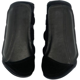 QMYBROW Brush Horse Boots, Gaiters Protectors, Protective Equipment and Training Equipment, Neoprene, Waterproof Cloth and Genuine Leather (Black, Pony (Small)