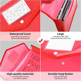 b Organizador de documentos con botón, bolsa de documentos transparente impermeable, carpeta de archivos ampliable con letra A4 para organización de  