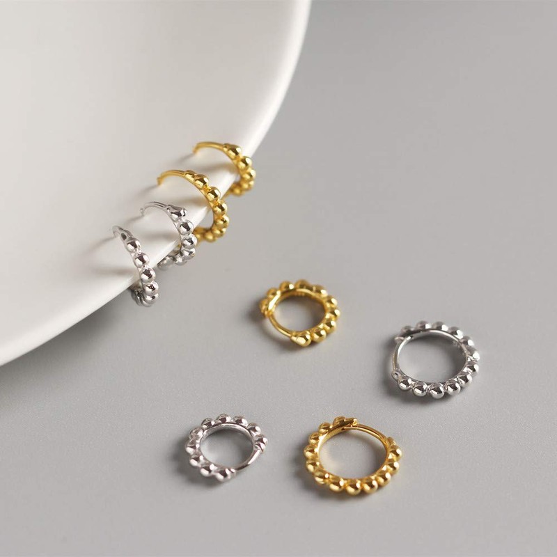 Minimalist Ball Bead Small Hoop Earrings for Women Girls Men