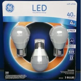 GE LED Light Bulb 3-Pack A15 Ceiling Fan Dimmable 40W Replacement 4W