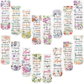 Zonon 48 Pcs Bible Verse Magnetic Bookmarks, Inspirational Scripture Christian Book Markers Religious Motivational Encouragement Flower Page Clips Presents for School Supplies (Floral Style)