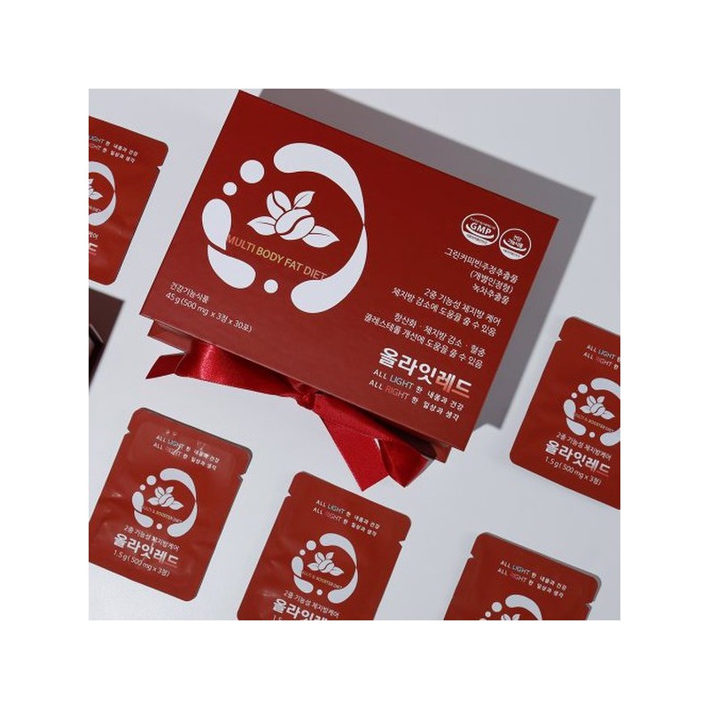 Allight 레드 다이어트 그린커피빈 녹차추출물 2중기능성 1.5g*30포 1박스 Red Diet