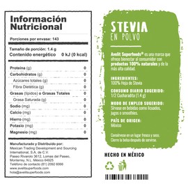 Avelit Superfoods | Stevia en Polvo Natural 200g | 100% Natural