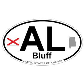 US Decal, Inc. Bluff, Alabama Oval Sticker with State Flag