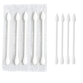 200 Pieces Biodegradable Cotton Buds, Double-Ended Cotton Swabs with Pointed Tips, Paper Sticks, Individually Wrapped for Ear Cleaning, Makeup & Daily Use