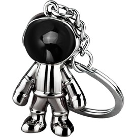 Freedale Astronaut Keychain Pendant Creative Space Robot Key Chain Keyring Alloy Astronaut Car Key Holder Gifts (Silver)