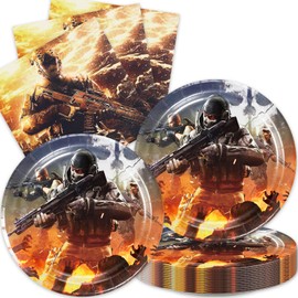deenor 40Pack Game Call Birthday Party Supplies include 20 plates, 20 napkins for Call of-Duty Party Decoration