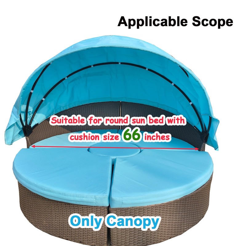 Patio Daybed Canopy Replacement Top, Retractable Top Cover for 66in