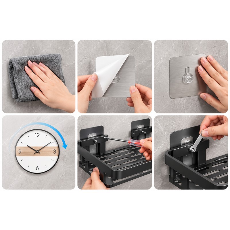 Wall Mounted Bathroom Storage Rack for Shower and Towels –