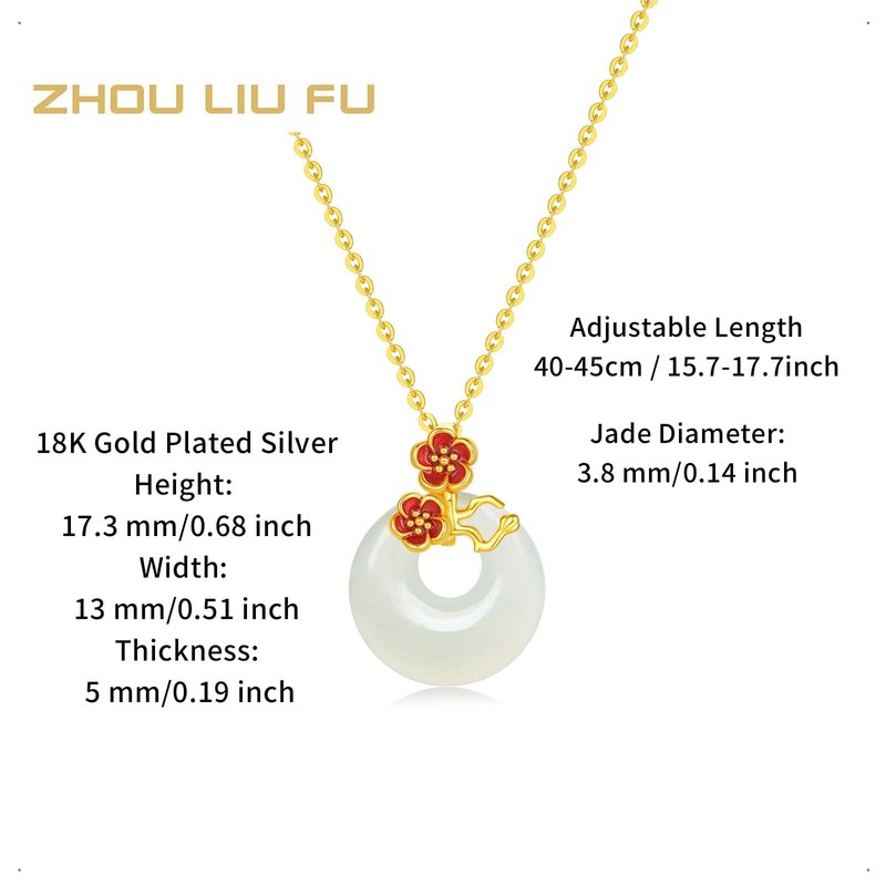 ZHOU LIU FU Sterling Silver Pendant Necklace White Gemstone Peace