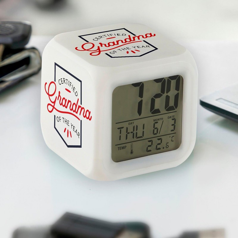 Fabulous Alarm Clock Cube Illuminated White - Certified Grandma of