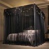 VETHIN 4 Corners Post Ruffle Princess Bed Canopy Curtain-Double Layer