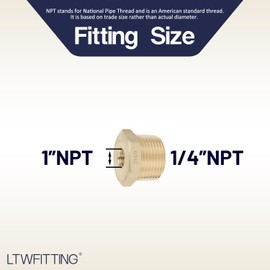 LTWFITTING No Lead Brass Hex Pipe Bushing Reducer Fittings 1" Male x 1/4" Female NPT (Pack of 5)