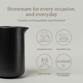 over&back Coupe Stoneware Pitcher - Elegant Water Pitcher for Home Decor and Beverages - Use as a Serving Pitcher or Decorative Vase - 42 Oz - Semi-Matte Black