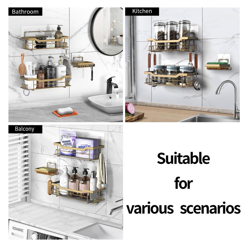 BATHDESIGN Shower Caddy Shelves Organizer Rack, 3 Pack Shower Caddy