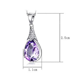 CTEW Purple Cubic Zirconia Crystal Drop Pendant Necklace for Women 14K Gold Plated Crystal CZ Dainty Choker Necklace | Silver Necklaces Wedding Necklace for Women