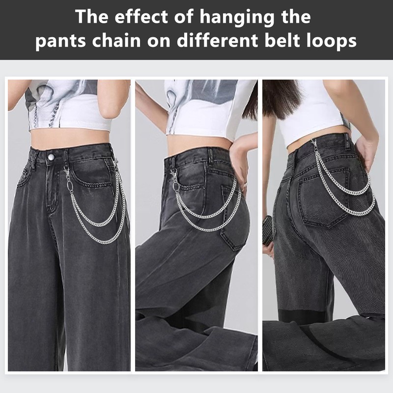 Frutain 2 Pcs Pants Wallet Chains for Men Women Heavy