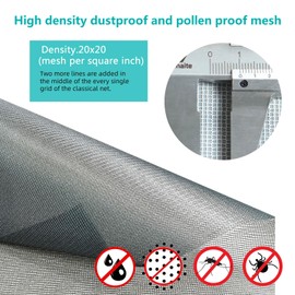 High Density dustproof and Pollen Proof net Screen mesh Used to Replace Screen Windows and Doors (Grey high-Density mesh, 109''X37''(276X95cm))