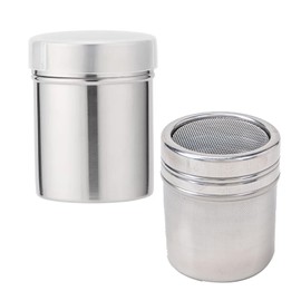 Cocoa Shaker & Icing Sugar Shaker, Flour Shaker Powdered Sugar, Practical Shaker with Lid for Cocoa, Flour, Cinnamon, More, Cappuccino, Coffee, Baking, Finely Textured Stainless Steel Strainer for