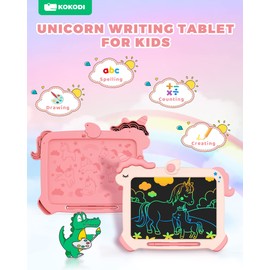 KOKODI LCD Writing Tablet, Unicorn Toys for Girls 3 4 5 6 7 8 Years Old, Colorful Toddler Doodle Board Drawing Tablet, Educational and Learning Toys, Christmas Birthday Gift for Girls Boys, Pink