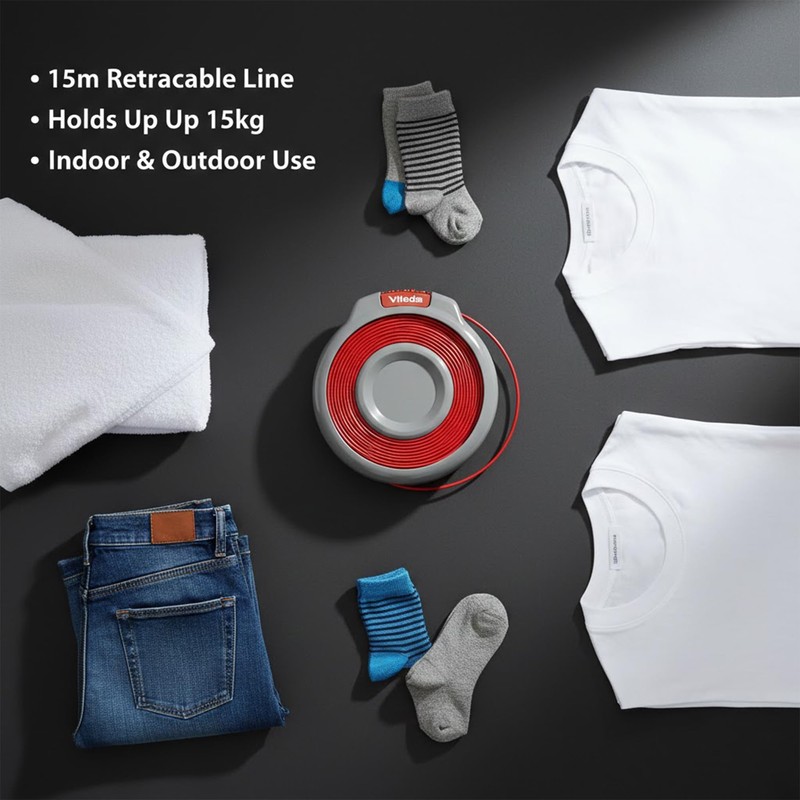 Vileda Cordomatic Retractable Washing Line 15m Wall Mounted Clothes Line