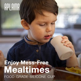 APLAINR Baby Cup, Weighted Silicone Cup, Non-Slip Training Cup, Microwave & Dishwasher Safe Baby Training Cup, Baby Feeding Supplies, No BPA, 3 fl oz, Set of 2, Blush