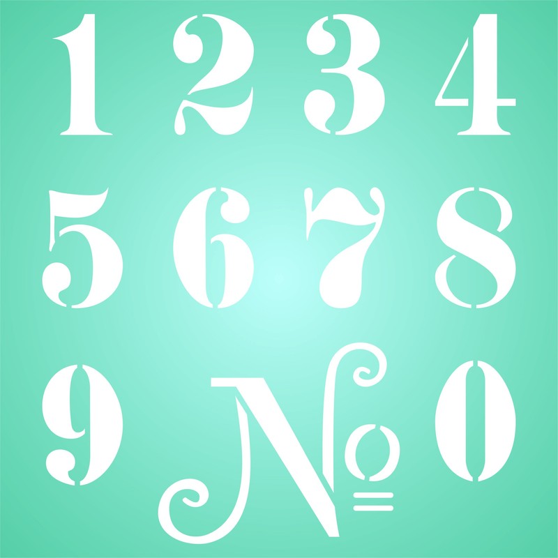 French Numbers Stencil 15x16.5cm (S) Reusable Vintage French Theme Wall