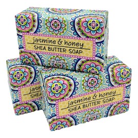 Greenwich Bay Trading Co, Jasmine and Honey Shea Butter Soap, Set of 3 Bars, 6.4 Ounces Each