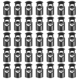 sourcing map 30pcs Plastic Cord Locks Single Hole Spring Toggle Stopper Clip Elastic Clasp Lock Fastener for Drawstring, Paracord, Bags, Clothing, Gloves String Lock Replacement, Black