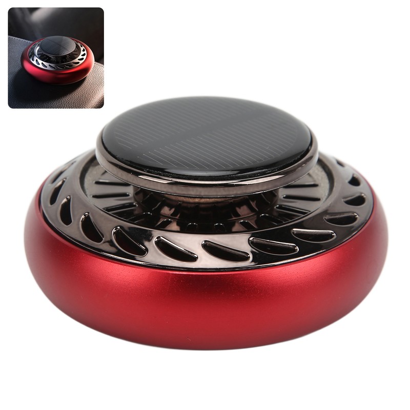 Car Air Freshener Solar Energy Rotating Aromatherapy Diffuser Interior DecorationRed