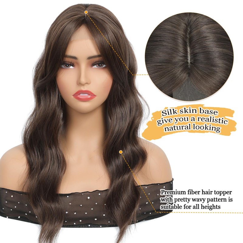 VEGALILY 20inch Hair Topper, 7x7" Base Size Wavy Hair Topper