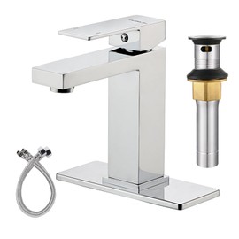 KUZOR Bathroom Faucets Stainless Steel, 5-Minutes Installation, Single Hole Sink Faucet for Bathroom/Vanity/Rv - 4.33 in Spout High - Chrome