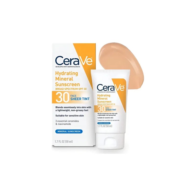 Cerave Hydrating Mineral Sunscreen Tinta Spf 30 50ml
