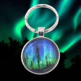 Promotech Sky Polar Light Keychain - Flat Keychain Made of Epoxy Resin and Metal, Decorative Pendant for Kids and Adults, Sturdy and Stylish, blue