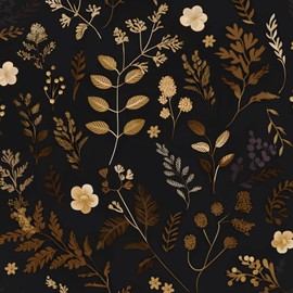 ILHIIOR Gold Leaf Wallpaper Black Peel and Stick Wallpaper Gold Leaf Vintage Contact Paper Boho Flower Wall Paper Removable Wallpaper Self Adhesive for Cabinet Drawers Wall Decor 17.5''x393''