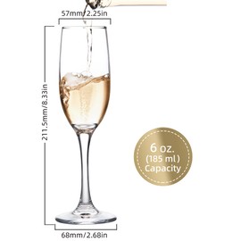 UMEIED Set of 16 Champagne Glasses, Champagne Flutes with Classic Shape, Long stem Sparkling Wine glasses for Wedding, Restaurant, Bar, Wine Toasting, Clear