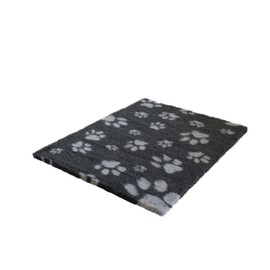 Vet Fleece Bedding | Vet Bed Original Non-Slip | for Puppys and Dogs | Manufactured in our British Mill| 18" x 15" (0.45m x 0.37m) Charcoal with Grey Multi-Paws | Quick Drying | Washable | Dog Bed