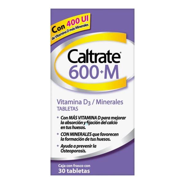 Suplemento Vitaminico Caltrate 600M Vitamina D3 y Minerales 30 Tabletas