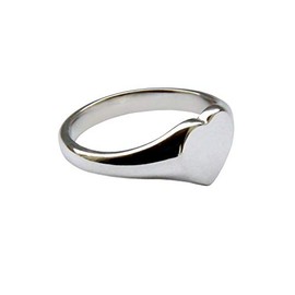 QUALITY UK Sterling Silver Heart Signet Ring Small 10 x 9mm Size E