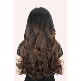 Bombshell Hair Extensions 3/4 Half Head Hair Piece 24 inches Heat Resistant Synthetic Long Curly Thick Wig (M07 MEDIUM BROWN)