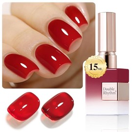15ML Sheer Gel Nail Polish Soak Off Same Color Bottle Glossy Nail Art Gel for Salon or DIY Manicure at Home for Women:_Ruby Red