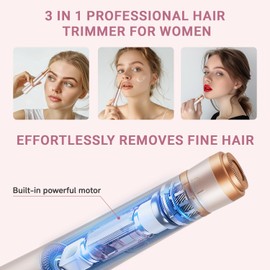 Karrong Electric Eyebrow Trimmer, 3 in 1 Facial Hair Remover for Women, Waterproof Rechargeable Hair Shaver for Face Eyebrow Leg Bikini Nose, Painless Facial Razor Epilators with 3 Guide Combs