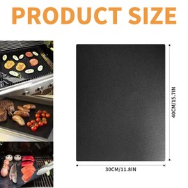 BBQ Grill Mat - Set of 6 40 x 30 cm Grill Mats for Gas Grill, Reusable Non-Stick Grill Film for Gas Grill, Can Be Cut to Size, Dishwasher Safe, Heat Resistant for Charcoal Grill & Oven