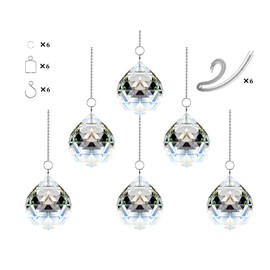 Adwikoso 6 Pieces 30 mm Crystal Ball Prism Pendant Glass Chandelier Hanging Pendant Feng Shui Sun Catcher Wedding Window Decoration (30 mm, 6)