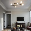 Salburyao Black and Gold Modern Sputnik Ceiling Light Fixture 5-Lights,Mid