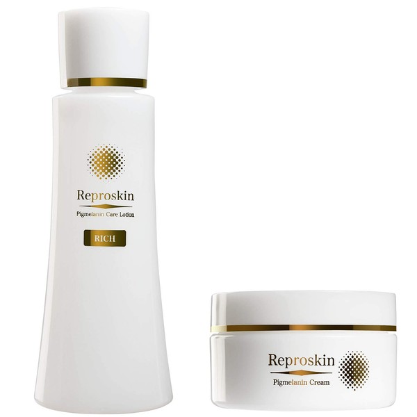 Reproskin Aging Care Set, Moisturizing Lotion, 3.4 fl oz (100 ml) + Reproskin Moisture Cream, 1.8 oz (50 g) / 1 Month Supply, Additive-Free, Naturally Derived Ingredients, Made in Japan