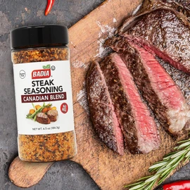Badia Steak Seasoning Canadian Blend, 6.5 oz – Savory Salt, Garlic & Spice Mix with Paprika, Smoky Grill Rub